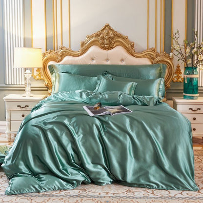 LuxeSoft - Set de Lit en Satin et Soie (4 Pièces)