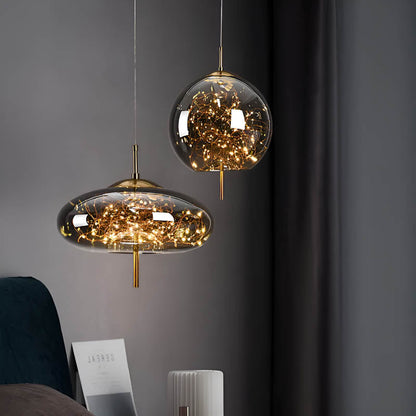 Lampe Suspendue Essence - Élégance Moderne avec Verre Brun et Éclairage LED