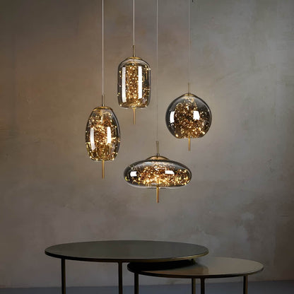 Lampe Suspendue Essence - Élégance Moderne avec Verre Brun et Éclairage LED