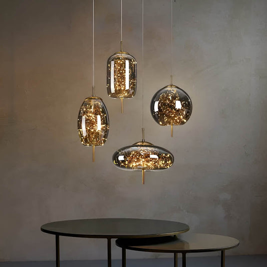 Lampe Suspendue Essence - Élégance Moderne avec Verre Brun et Éclairage LED