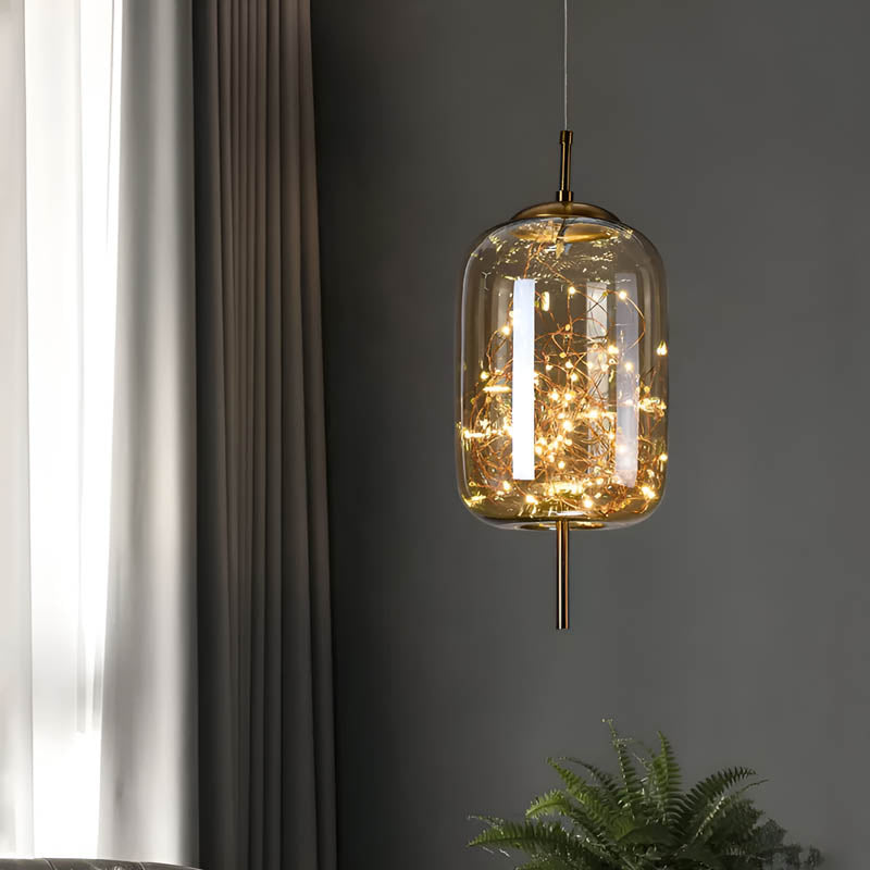 Lampe Suspendue Essence - Élégance Moderne avec Verre Brun et Éclairage LED