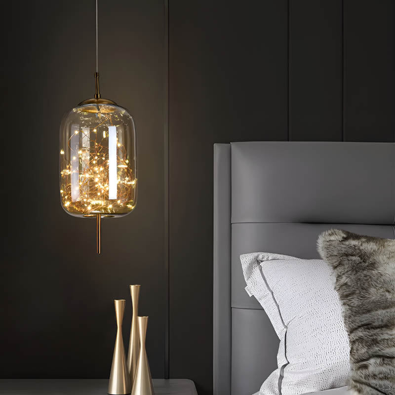 Lampe Suspendue Essence - Élégance Moderne avec Verre Brun et Éclairage LED