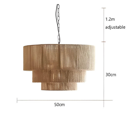 Suspension Moderne en Métal et Corde Naturelle - Lampe LED Écologique