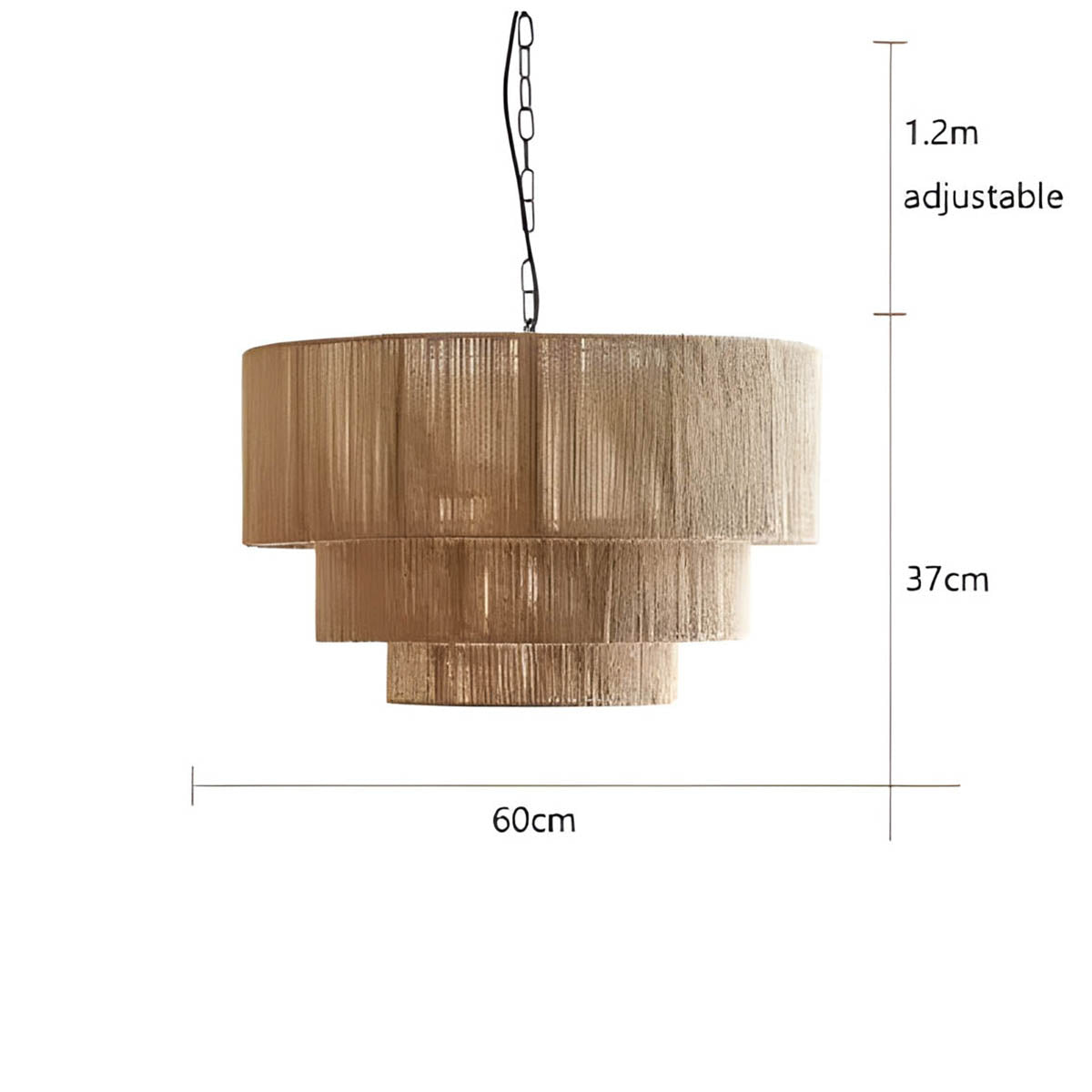 Suspension Moderne en Métal et Corde Naturelle - Lampe LED Écologique