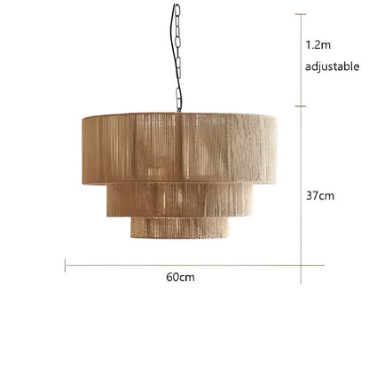 Suspension Moderne en Métal et Corde Naturelle - Lampe LED Écologique
