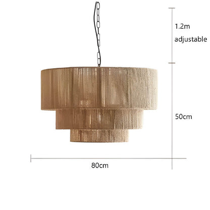 Suspension Moderne en Métal et Corde Naturelle - Lampe LED Écologique