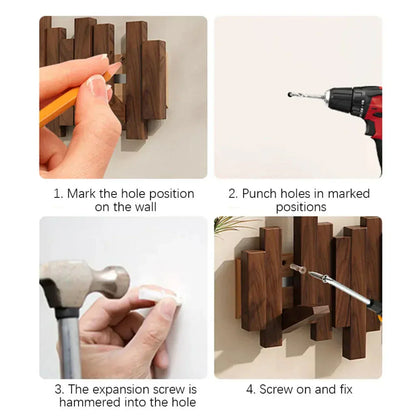 Porte-Manteau Murale en Bois Piano – Pratique et Élégant pour Organiser Votre Entrée