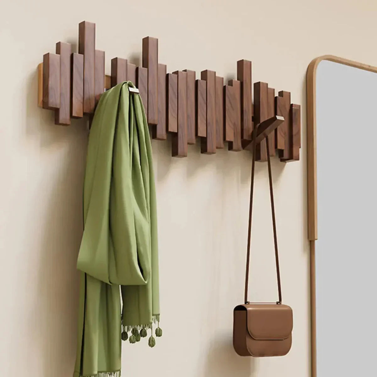 Porte-Manteau Murale en Bois Piano – Pratique et Élégant pour Organiser Votre Entrée