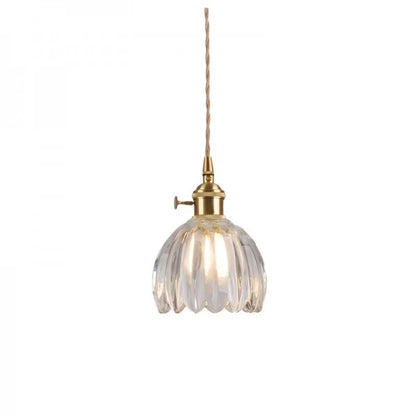 Lampe Suspendue Japonaise Rétro en Verre - Design Floral Élégant avec Douille E27