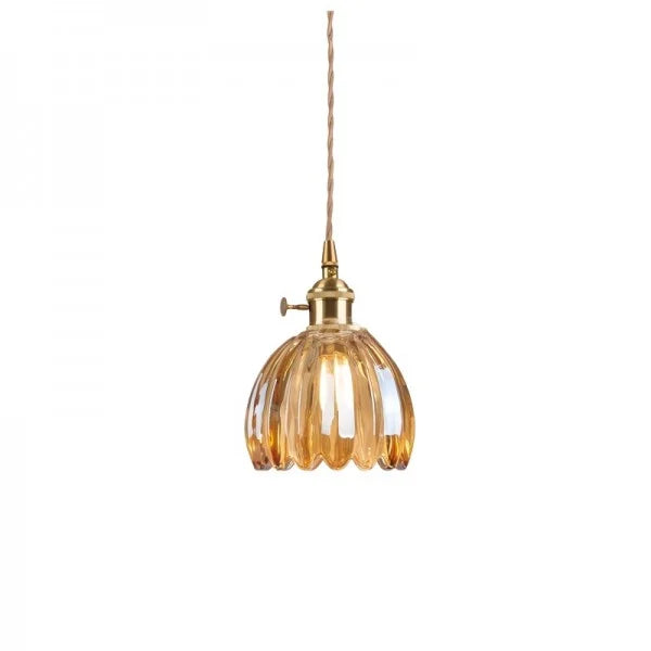 Lampe Suspendue Japonaise Rétro en Verre - Design Floral Élégant avec Douille E27