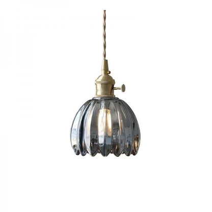 Lampe Suspendue Japonaise Rétro en Verre - Design Floral Élégant avec Douille E27