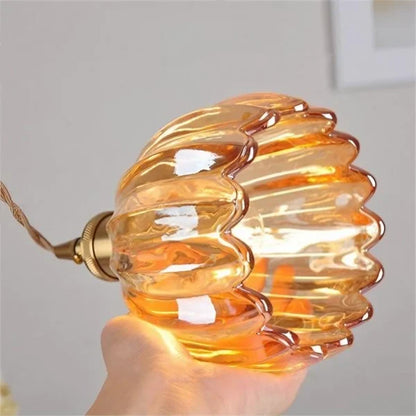 Lampe Suspendue Japonaise Rétro en Verre - Design Floral Élégant avec Douille E27