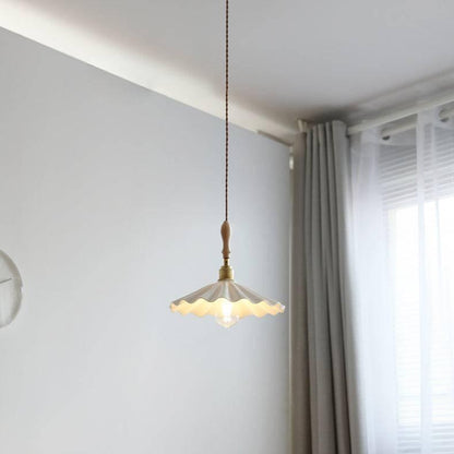 Suspension Cuisine Design en Céramique – Lampe Pendante Moderne avec Détail en Bois