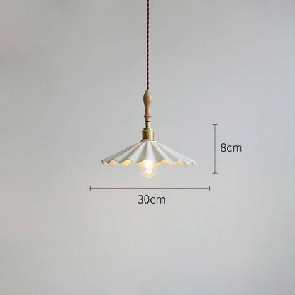 Suspension Cuisine Design en Céramique – Lampe Pendante Moderne avec Détail en Bois