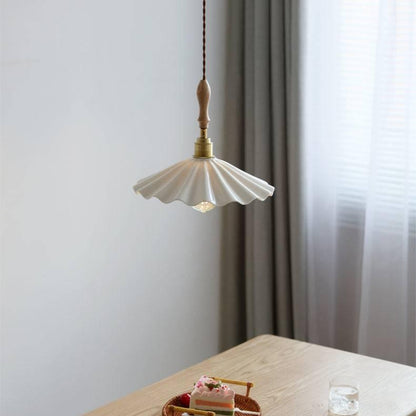 Suspension Cuisine Design en Céramique – Lampe Pendante Moderne avec Détail en Bois