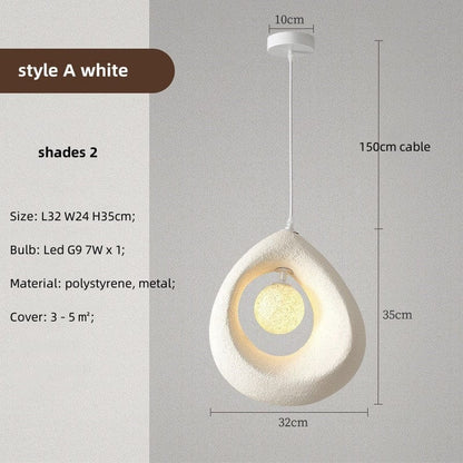 Lampe Suspendue Design Naturel LED – Applique Moderne en Polystyrène