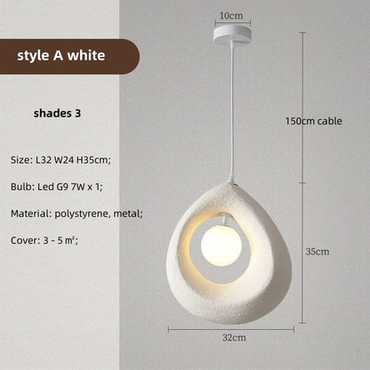 Lampe Suspendue Design Naturel LED – Applique Moderne en Polystyrène
