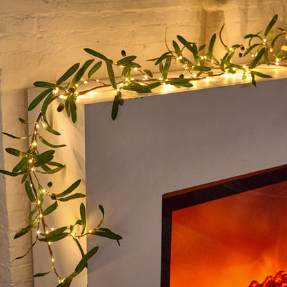 Guirlande de Branche d'Olive Enchantée avec 96 LED – Décoration Intérieure et Extérieure
