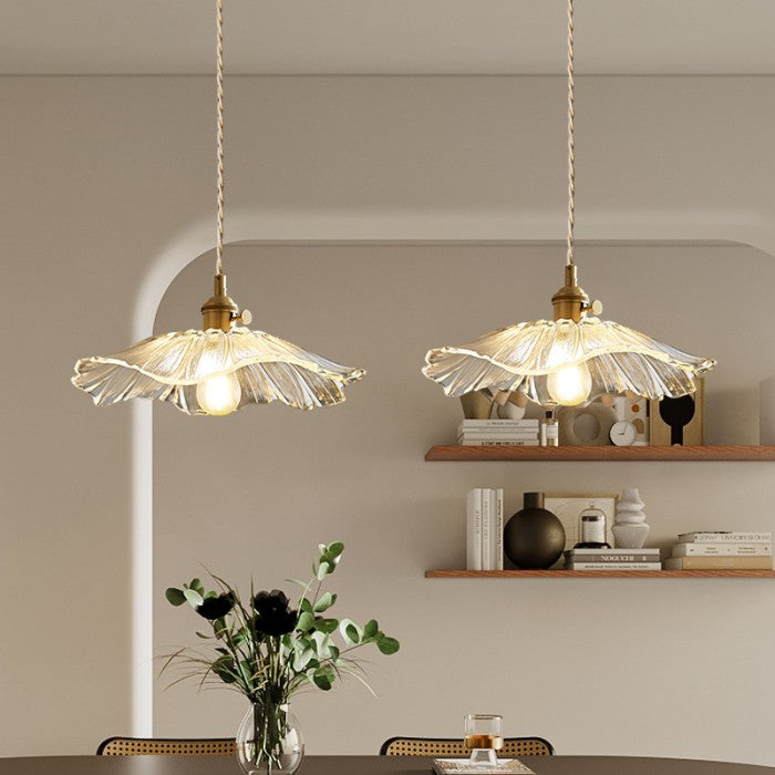 Suspension Lotus en Verre - Lampe Vintage Élégante pour Chambre et Salon