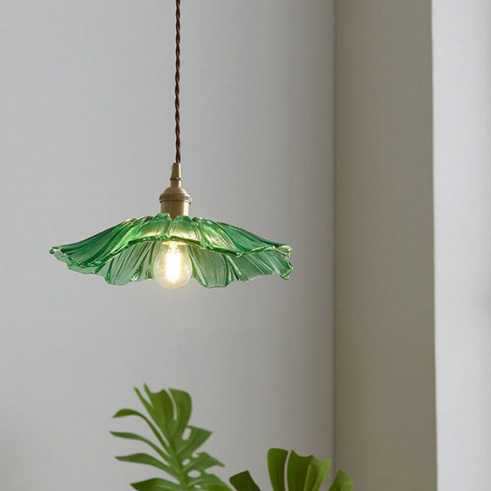 Suspension Lotus en Verre - Lampe Vintage Élégante pour Chambre et Salon