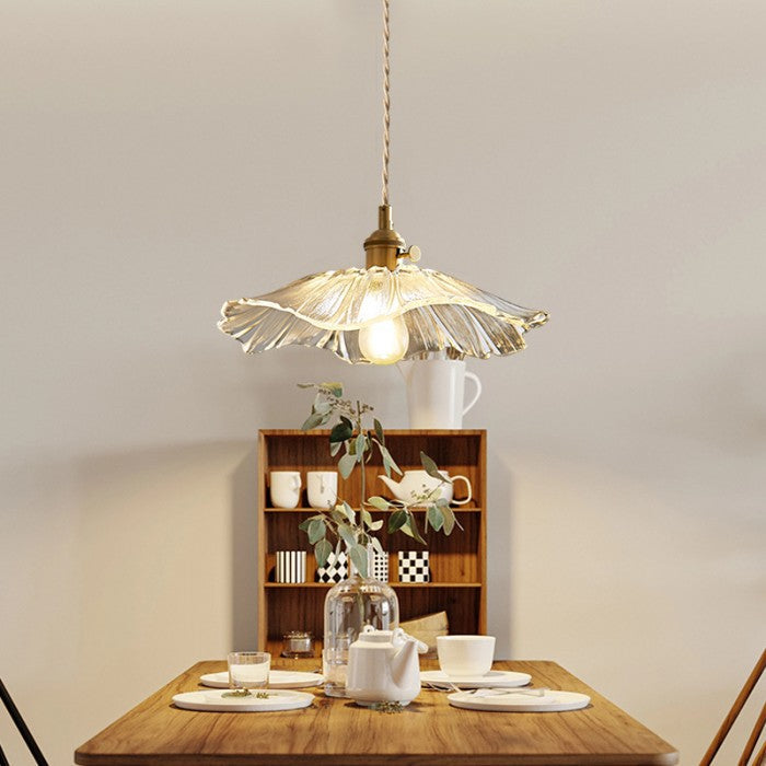 Suspension Lotus en Verre - Lampe Vintage Élégante pour Chambre et Salon