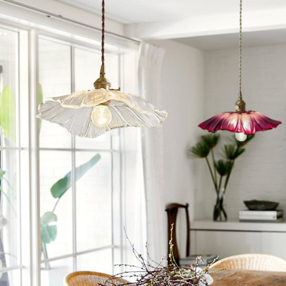 Suspension Lotus en Verre - Lampe Vintage Élégante pour Chambre et Salon