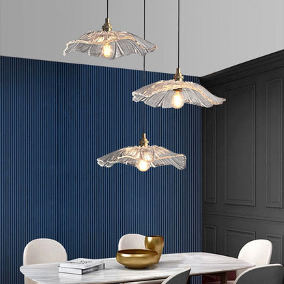 Suspension Lotus en Verre - Lampe Vintage Élégante pour Chambre et Salon
