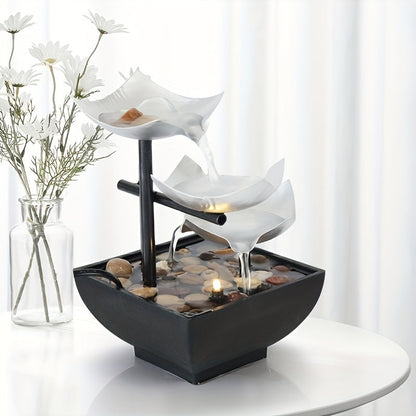 Fontaine LED Mini-Table – Décoration Relaxante avec Éclairage et Effet Cascade pour Salon et Bureau