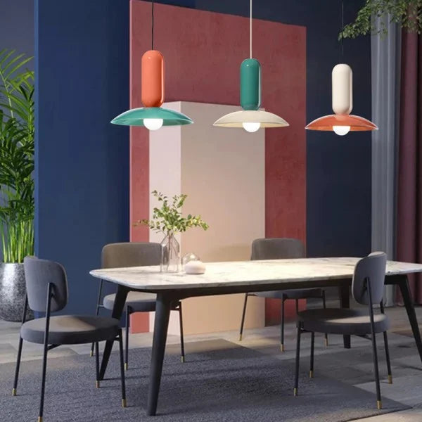 Suspension Macaron Frisbee Pau - Design Coloré et Moderne, Éclairage E27, Idéale pour Cuisine et Salon