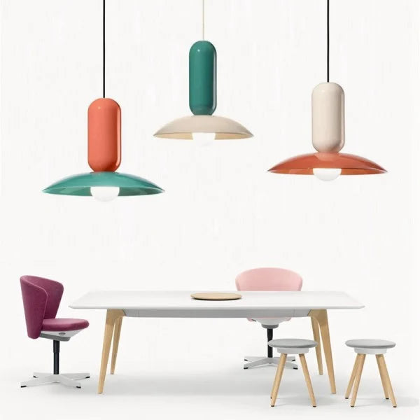 Suspension Macaron Frisbee Pau - Design Coloré et Moderne, Éclairage E27, Idéale pour Cuisine et Salon