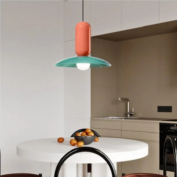 Suspension Macaron Frisbee Pau - Design Coloré et Moderne, Éclairage E27, Idéale pour Cuisine et Salon