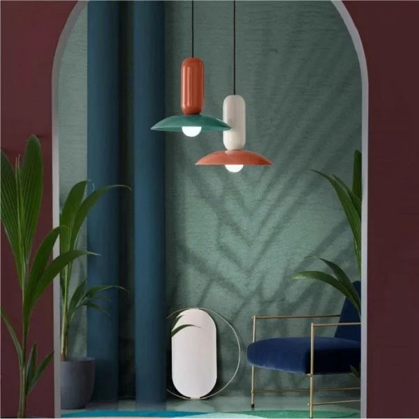 Suspension Macaron Frisbee Pau - Design Coloré et Moderne, Éclairage E27, Idéale pour Cuisine et Salon