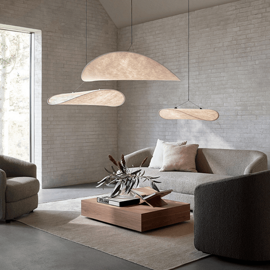 Suspension Japandi en Soie - Lampe à Pendentif Élégante LED avec Douille E27