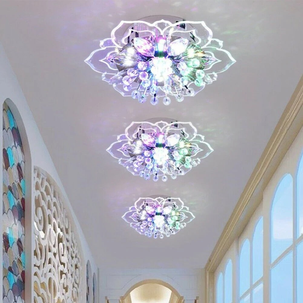 FloralGlow - Lamp de plafond en cristal LED pour l'élégance