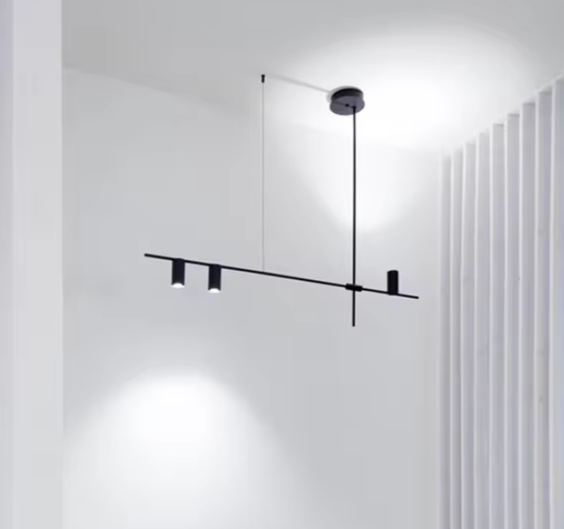 Chandelier Minimaliste Noir – Design Élégant et Moderne en Métal et Aluminium