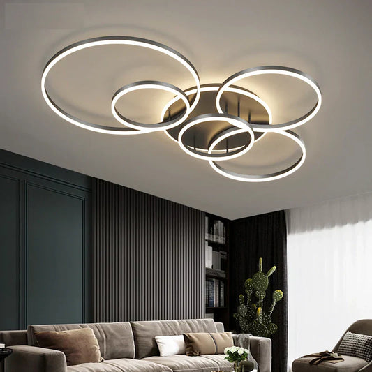 Plafonnier LED Moderne avec Télécommande - Éclairage Dimmable en Or et Noir