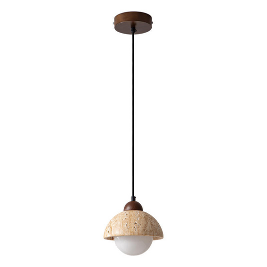 Suspension en Marbre Naturel – Lampe LED Élégante en Bois et Marbre