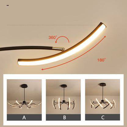 Plafonnier Design LED Moderne - Éclairage Élégant pour Salon et Chambre, Aluminium, 8 et 12 Têtes