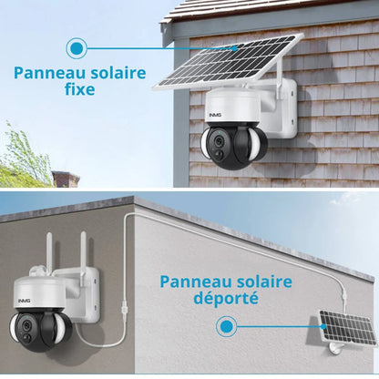 Caméra de Surveillance SoliGuard – Solaire, HD, Détection de Mouvement, Vision Nocturne, Dôme Rotatif Motorisé