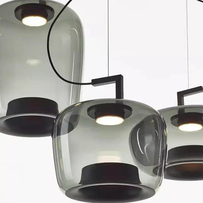 Suspension Design Moderne LED – Luminaire en Verre et Aluminium pour Cuisine et Salle à Manger