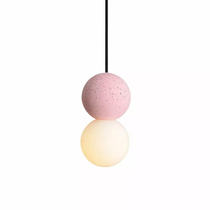 Suspension Origo – Design Géométrique en Pierre Volcanique et Diffuseur en Verre Opale