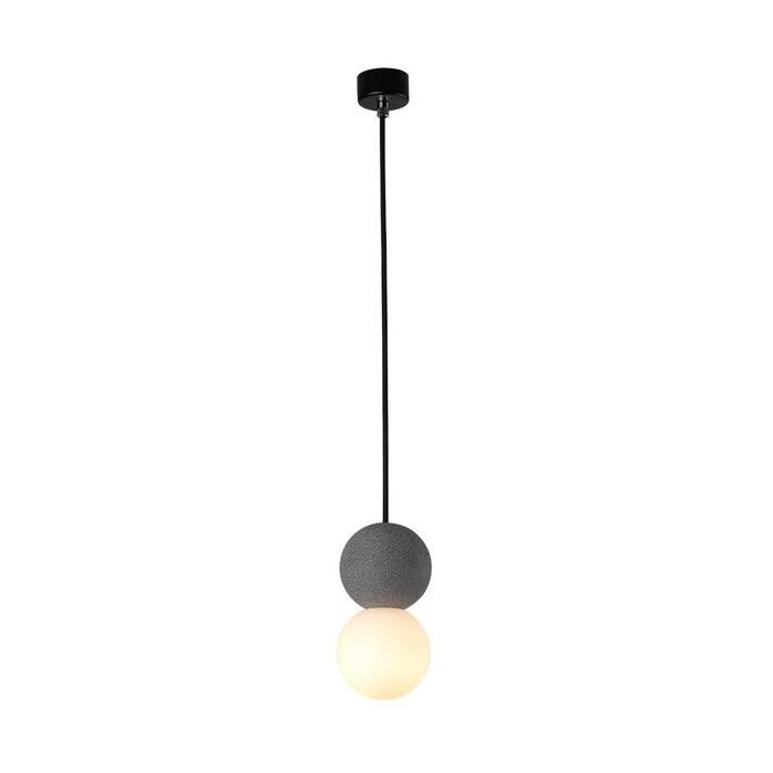 Suspension Origo – Design Géométrique en Zement, Pierre Volcanique et Verre Opale