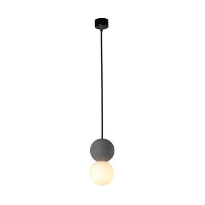 Suspension Origo – Design Géométrique en Zement, Pierre Volcanique et Verre Opale