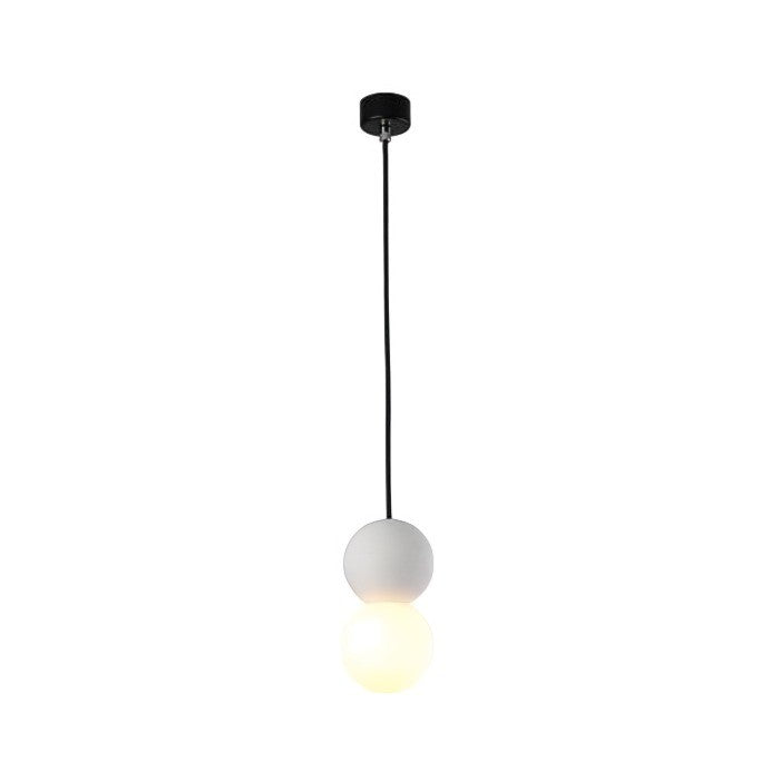 Suspension Origo – Design Géométrique en Zement, Pierre Volcanique et Verre Opale