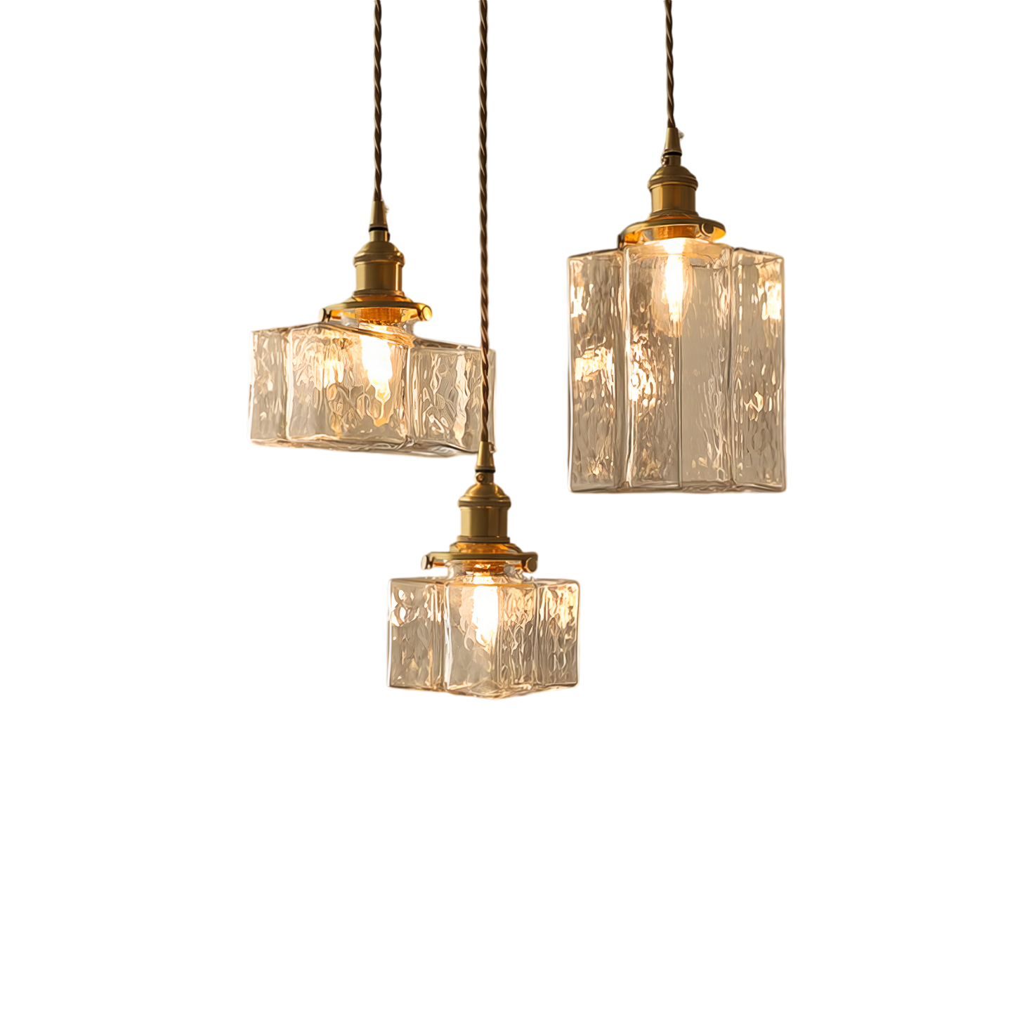 Lampe Pendante Retro Moderne en Verre avec Cordon Doré - Éclairage LED Élégant