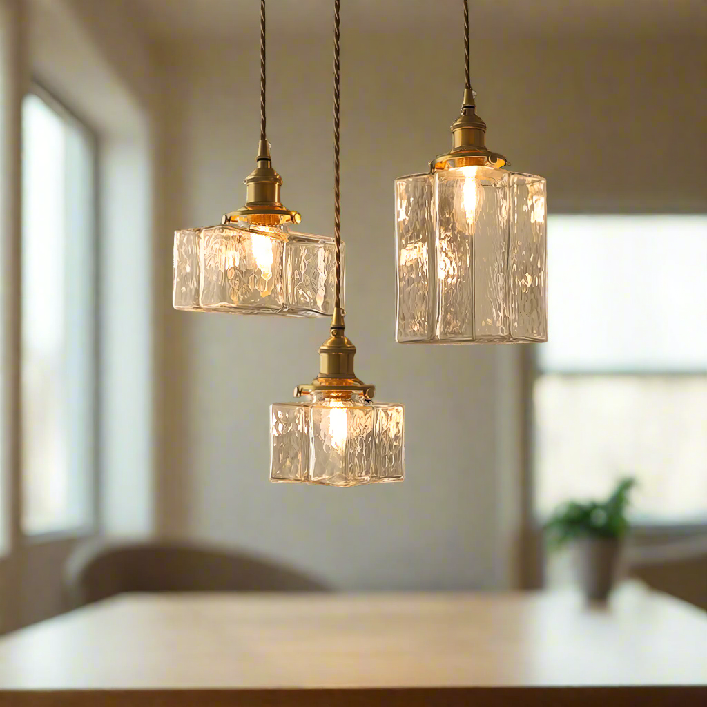 Lampe Pendante Retro Moderne en Verre avec Cordon Doré - Éclairage LED Élégant