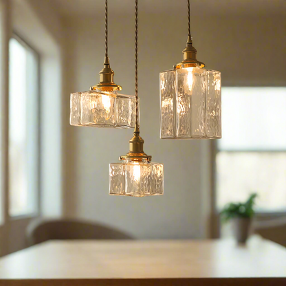 Lampe Pendante Retro Moderne en Verre avec Cordon Doré - Éclairage LED Élégant