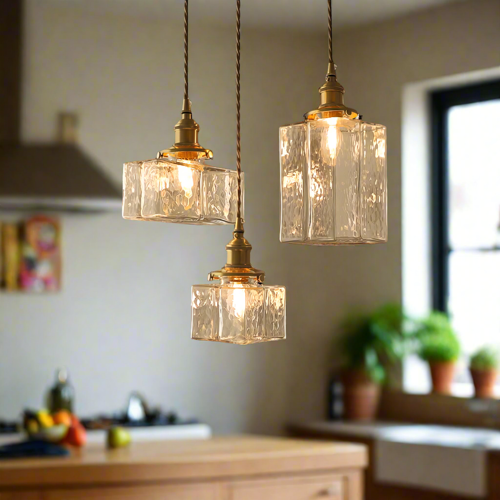 Lampe Pendante Retro Moderne en Verre avec Cordon Doré - Éclairage LED Élégant
