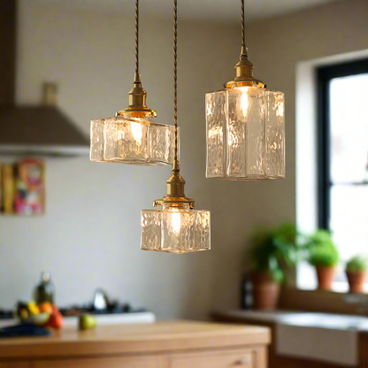 Lampe Pendante Retro Moderne en Verre avec Cordon Doré - Éclairage LED Élégant