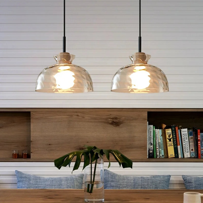 Chandelier Minimaliste Japonais en Fer Forgé avec Verre Tempéré, LED Dimable